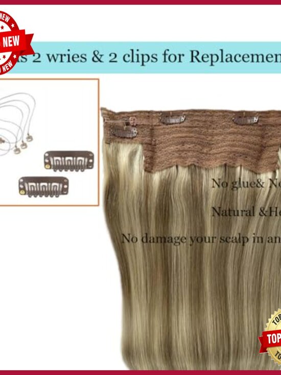 Human Hair Clip In Halo Extensions 18 Inch 80g With Invisible Wire